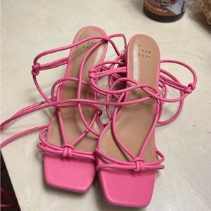 A New Day Women's Bright Pink Strappy Heels